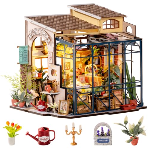 Rolife Flower Shop Miniature House Kit with LED Lights - color: Emily's Flower Shop