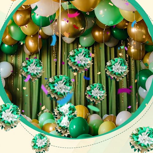 Gersoniel 57 Pcs Crepe Paper DIY Kit for Flower Making, Dark Green and Gold - color: Dark Green and Gold