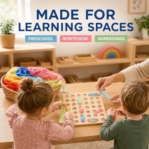 Eray Montessori Wooden Lacing & Weaving Board, Fine Motor Toy for Kids 3+
