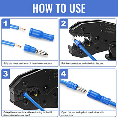 Qibaok Bullet Terminals Wire Connectors Female & Male Bullet Butt Insulated Waterproof Electrical Connector Kit 200 PCS