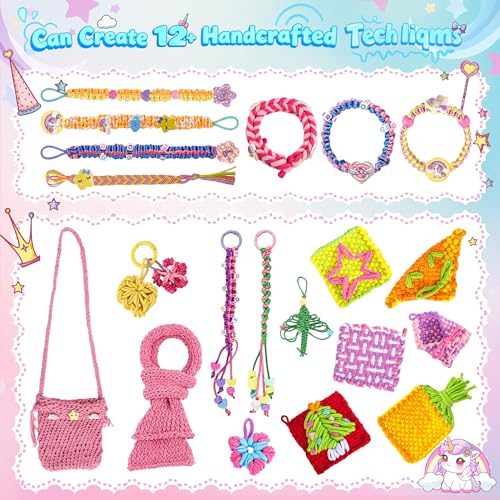 Nicella 6-in-1 Friendship Bracelet Making Kit Toys, Weaving Loom Craft for Kids, 500+ Pcs DIY Kits for Bracelets, Potholders, Pendants, Bags, Hats & Scarves