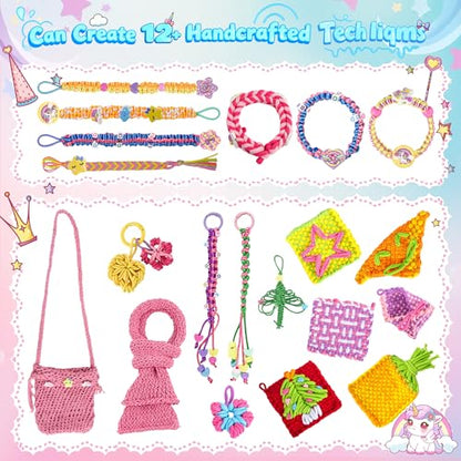 Nicella 6-in-1 Friendship Bracelet Making Kit Toys, Weaving Loom Craft for Kids, 500+ Pcs DIY Kits for Bracelets, Potholders, Pendants, Bags, Hats & Scarves