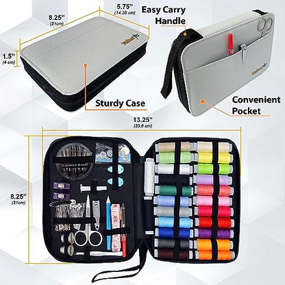 Vellostar Sewing Kit for Adults & Kids - 100-Piece Light Grey Beginner Set - color: Light Grey