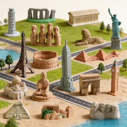17 Pcs Mini World Building Model Landmark Architecture Figurines World Famous Building Models Edcucational Iconic Landmarks Collection Figures Cake Topper