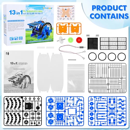 Bottleboom STEM 13-in-1 Education Solar Power Robots Toys for Boys Age 8-12, Educational Toy Science Kits for Kids