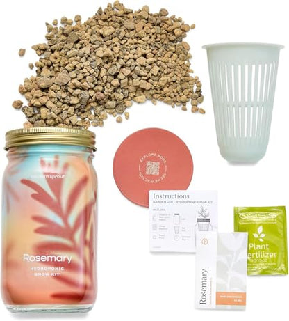 Modern Sprout Mason Garden Jar-Self-Watering Kit - Lavender+Rosemary - color: Lavender+rosemary, size: Garden Jars