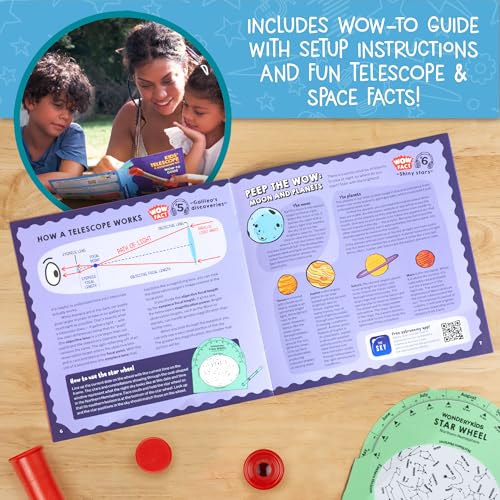 Wow in the World Kids’ Telescope & Astronomy Kit, 25x & 50x Magnification, Adjustable 48” Tripod, Includes Star Wheel & Companion Audio Content, Intro to Astronomy for Ages 6+ by Thames & Kosmos