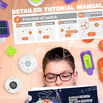 Science Kits for Kids - STEM Kits for Kids, Electronics Exploration Kit, Over 150 Projects, 14 Circuit Parts, STEM Educational Toy Gifts for Kid Boys Girls Ages 3 4 5 6 7 8 9 10 11 12 - style: 150+ Projects