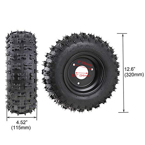Rear Axle Assembly Complete Wheel Hub Kit and 6" Wheel Tires With Rim & Brake Assembly & T8F Chain for Go Kart Quad Trike Drift Bikes