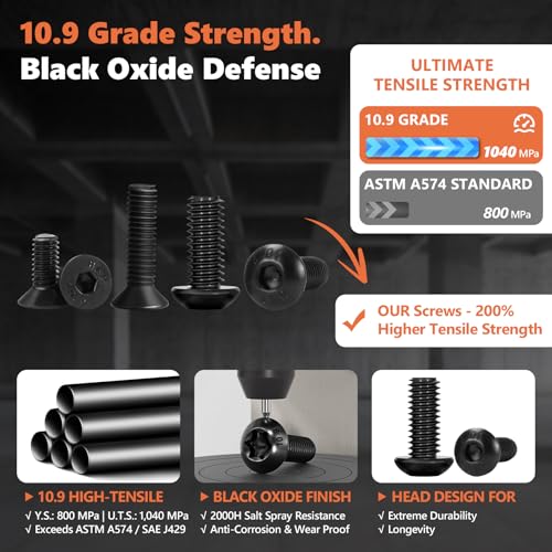 633PCS RC Screw Kit, 10.9 Carbon Steel Hex Bolts for Traxxas Axial - color: 633pcs Black