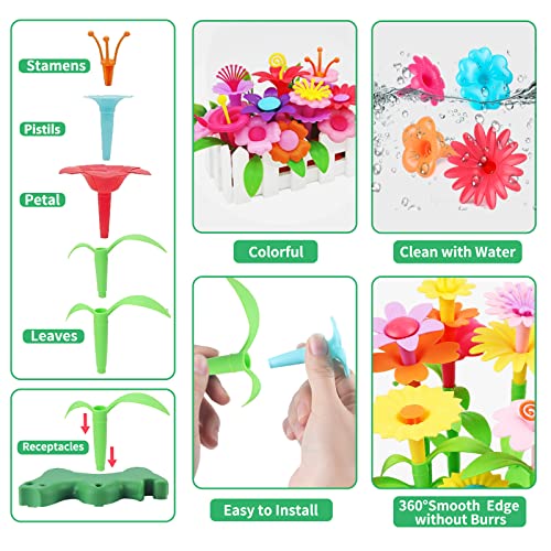 CENOVE Birthday Toys Gifts for 3 4 5 6 Years Old Boys Girls,Upgrade DIY Flower Garden Building Toy,STEM Educational Kids Toys Preschool Kindergarten Arts and Crafts Toy - color: Multicolor