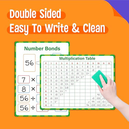 8 Packs Number Bond Whiteboards,Double Sided Dry Erase 1-12 Multiplication Chart Board Writable and Erasable White Board for Kids, Students,Classroom and Home (Each Measures 12” x 9”) Mathematics - color: Multiplication Learning Cards