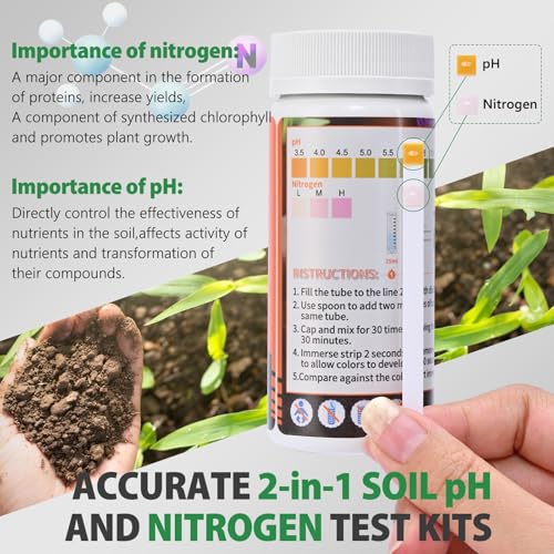 Upgrade pH and Nitrogen Soil pH Tester, 100 Test Strips
