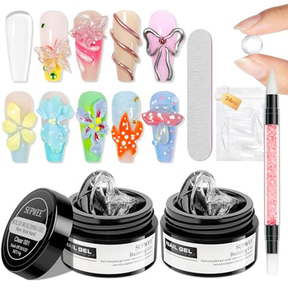 Clear 3D Sculpting Gel Non-Stick Hand Solid Builder Gel for Nails - color: Clear&Clear