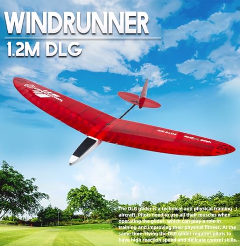 Balsa Wood Glider FD12 1200mm Wingspan Windrunner F3K Discus Launch Glider, RC Airplane Kit for Adults, DIY Building and Aerobatic Flight (KIT+Servos+Film Pack+Bag)