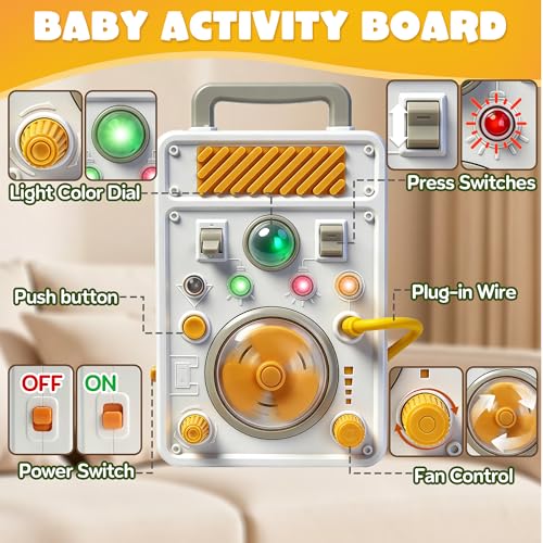 UIIOPJIOM Montessori Toy Busy Board for 1 Year Old, Airplane Essential Travel Toys Roadtrip Activities for Toddler Boy Toy Educational Learning Activity Sensory Board for Toddler 1 2 3 Girl Gift