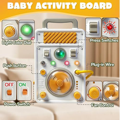 UIIOPJIOM Montessori Toy Busy Board for 1 Year Old, Airplane Essential Travel Toys Roadtrip Activities for Toddler Boy Toy Educational Learning Activity Sensory Board for Toddler 1 2 3 Girl Gift
