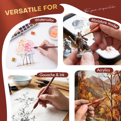 Golden Maple Kolinsky Sable Miniature Brush Set with 4 Replaceable Heads - size: 3/0 0 1 2