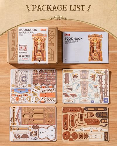 Rolife Book Nook Kit Baroque Library Snap-Fit 3D Wooden Puzzles for Adults - color: Library of Wonders