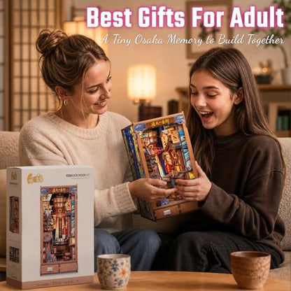 Fsolis Japanese Book Nook Kit - DIY Miniature House Kit for Adults - color: Tsutenkaku Ichiban Street