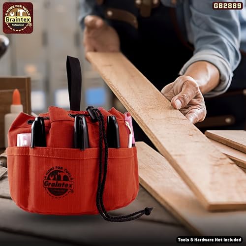 Graintex 18 Pockets Grab Bag Rip-stop Canvas Drawstring Closure, Small Part Organizer Pouch, Small Tools, Screws, Parts, Parachute Tool Bag for Efficient Storage - Rust - color: Rust