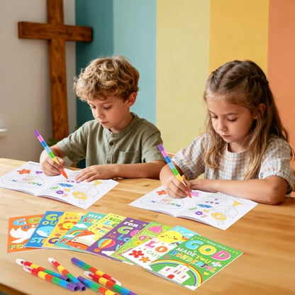 BenLouis 24 Pcs Bible Verses Mini Coloring Books for Kids Party Favors - style: Bible