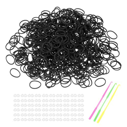 MECCANIXITY 1800 Pcs Loom Rubber Bands Kit with 75 Pcs S-Clips 3-Hooks Rubber Bands Refill Bracelet Making Kits for Weaving DIY Handcrafts Gift, Black - color: Black