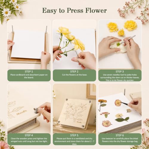 Aboofx Wooden Flower Pressing Kit, 11x11 Inch 10 Layers for Pressed Flowers - size: 11" x 11" 10 Layers