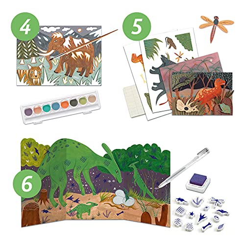 DJECO Dinosaur Crafts Kit - Paint, Scratch, Build & More for Home, School or Gifts - Fun & Creative for Family & Friends, Educational Craft Kit, Multi- Activitiy for Kids 6+
