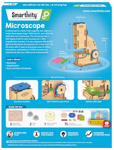 Smartivity DIY Microscope 100x Zoom STEM Toy for Kids 8-14 - style: 100x Microscope