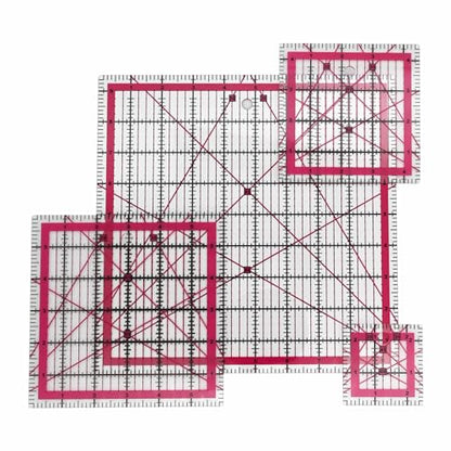 Sewing Rulers Quilting Ruler,Acrylic Quilting Templates,Sewing Tools Accessories Supplies for Patchwork Precision Fabric Cutting 4pcs(9.5,6,4.5,2.5inch) - color: Red