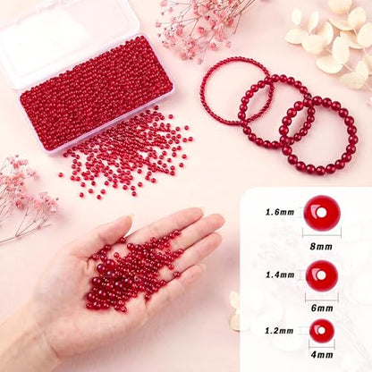 1000Pcs 4mm White Round Glass Beads for Necklaces - color: White, size: 4mm 1000pcs