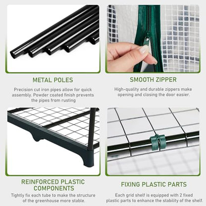 Outvita Walk-in Greenhouse, 3 Tiers 4 Shelves, Durable PE, 56"x29"x77" - style: 3 tiers 4 shelves