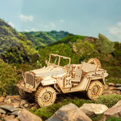 ROKR Model Car Kits Wooden 3D Puzzles Model Building Kits for Adults-Educational Brain Teaser Assembly Model for Adults to Build, Desk Decor/DIY Hobbies for Teens&Kids (Jeep Wrangler/7.5 * 4 * 3.5) - style: MC - Jeep Wrangler