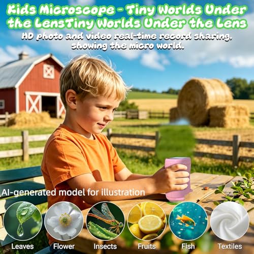 2 in 1 Kids Microscope and Telescope, STEM Educational Toy, Pink - color: Pink