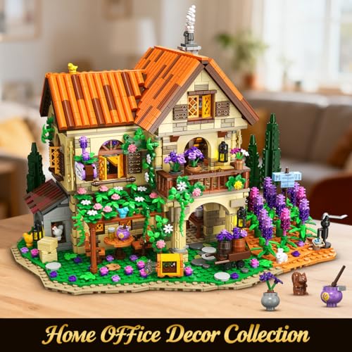 INSOON Lavender Cottage House Building Set with Lights for Adults Teens 12+