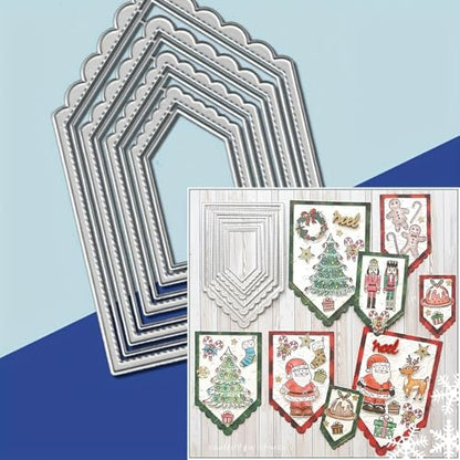 Lapoo Geometric Cutting Die for Scrapbooking - Durable, Cut Stencils for DIY Scrapbook Photo Album Decorative Paper Card, Card Making Supplies (Conical 5.5 x 3.6 in) - style: Conical 5.5 x 3.6 in