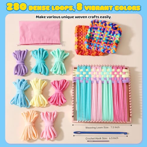 Cnbnd Aluminum Potholder Loom Kit for Kids,7.5 Inch Metal Weaving Loom - color: Pink