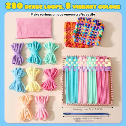 Cnbnd Aluminum Potholder Loom Kit for Kids,7.5 Inch Metal Weaving Loom - color: Pink