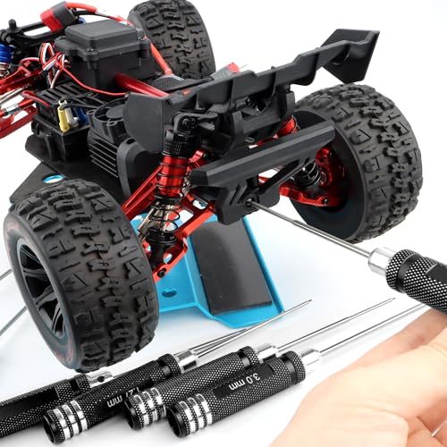 7 Pieces Hex Screw Driver Set 0.9mm 1.27mm 1.3mm 1.5mm 2.0mm 2.5mm 3.0mm Hex Screwdriver Kit RC Repair Tools for Traxxas RC Car Drone Multi-Axis Helicopter Arrma Axial Losi Redcat Racing (Black) - color: Black