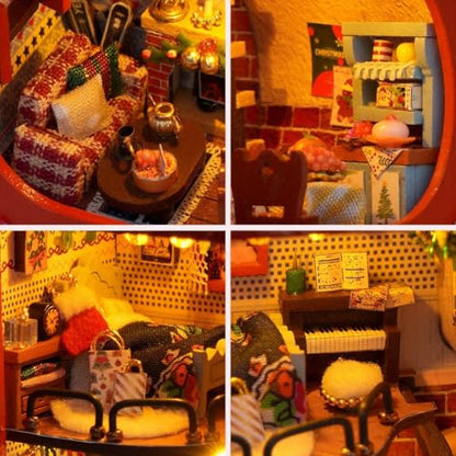 3D Wooden Book Stand Puzzle DIY Dollhouse Wood Nook Model Building Kit with LED Light for Adults to Build Creativity Christmas Halloween - color: Th56