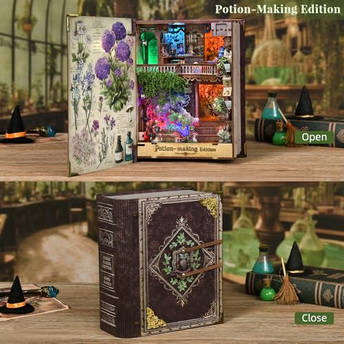 MiniCity Potion-Making DIY Book Nook Kit, Miniature House Puzzle with LED - color: Potion-making Edition