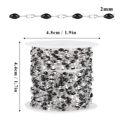 16.5FT Stainless Steel Enamel Chain 2MM Enamel Lip Chain for Jewelry Making - color: stainless steel(black)