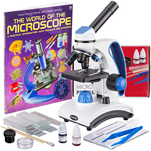 AmScope M162C-2L-WM-SP14 Deluxe Microscope Set - 1000X Dual Light, Glass