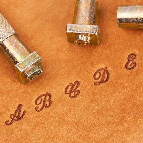 BESTNULE Leather Stamping Kit - 37pcs Set with 26 Capital Letters (5.5mm), 10 Numbers (6mm), and Stamping Handle for Leathercraft - color: 5.5mm(37pcs)