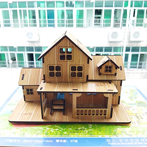 3D Wooden Puzzles for Adults Wooden Building Model, 3D House Model Kits for Adults, Log Cabin Model Kits