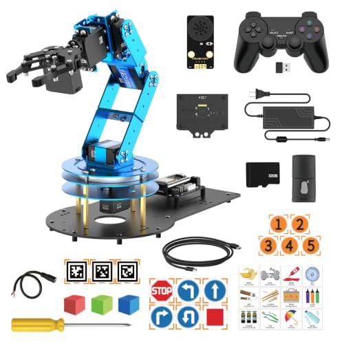 6DOF Robotic Arm AI Vision Voice Control for Arduino Programming Smart Robot Arm STEM Project Educational Robot Science Engineering Set, LeArm Open Source(Unassembled) with Sencordary Development Kit