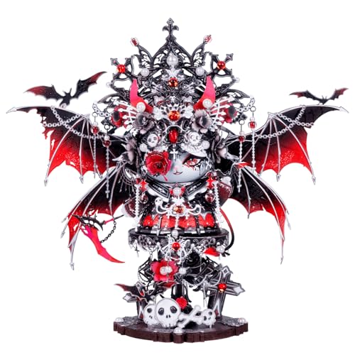 MU 3D Metal Puzzles for Adults Magnetic Interchangeable Cat Head Puzzle Vampire Dark Queen Kitty with 2 Base, Spooky Puzzle Metal Models Kits Building, DIY Sets Cat Lover Owner Gifts Collectibles - style: Vampire Queen