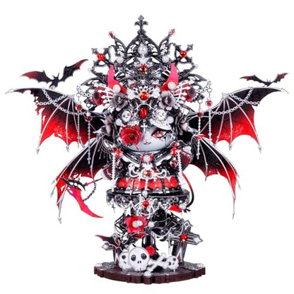 MU 3D Metal Puzzles for Adults Magnetic Interchangeable Cat Head Puzzle Vampire Dark Queen Kitty with 2 Base, Spooky Puzzle Metal Models Kits Building, DIY Sets Cat Lover Owner Gifts Collectibles - style: Vampire Queen