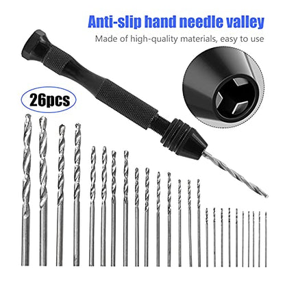 Saihisday Micro Drill Mini Modeling Hand Drill Set with Pin Vise Hand Drill Twist Drill Mini Drill Bench Vise Micro-engraving Drill Bit for Craft Wood Carving Jewelry DIY jewelry Hobby Micro-engraving